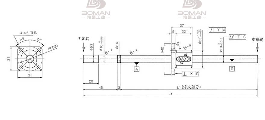KURODA GG1002DS-EANR-0320A 黑田丝杆替换尺寸图解