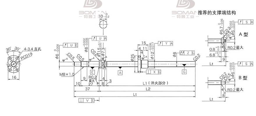 KURODA DP0801JS-HDNR-0260B-C3F 黑田丝杆替换尺寸图片大全